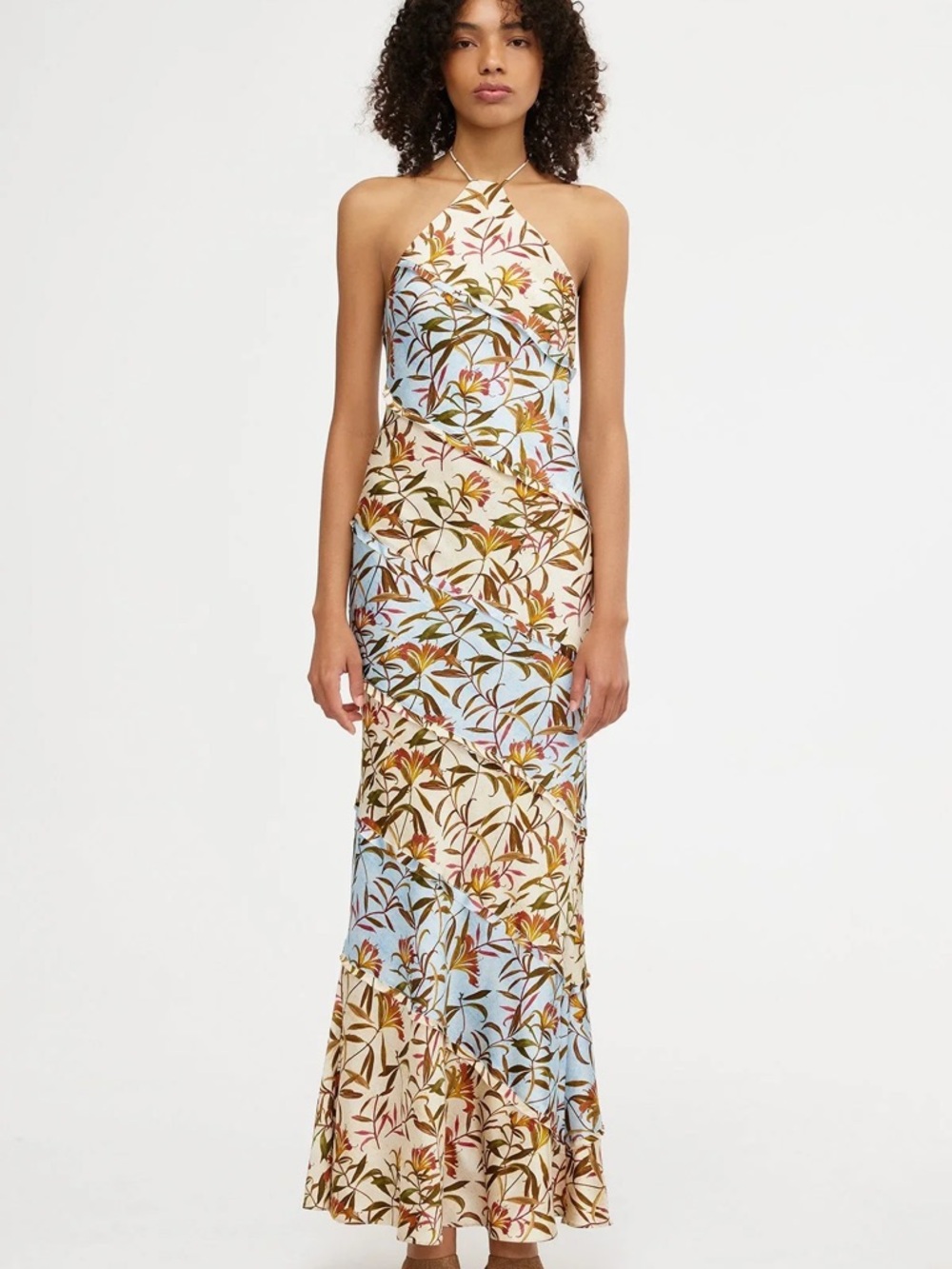 Significant Other Murphy Maxi Dress in Fleur Splice l Satin silky floral halter